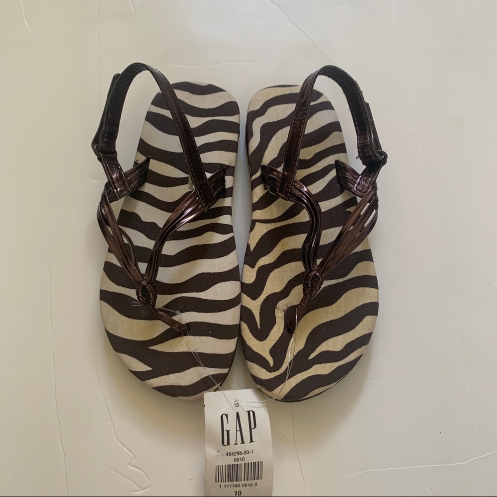 NWT Baby Gap Girls Brown Zebra Print Sandals 10